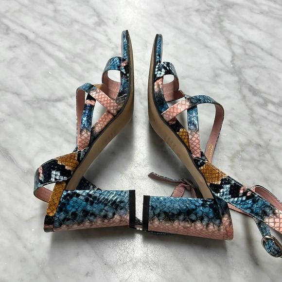 Anthropologie | Silent D Pink Blue Snake Print Ankle Wrap Georgi Sandal Size 8 - Picture 12 of 12